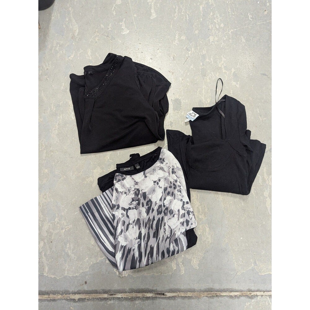 Women's Large 0X Black Long Sleeve Blouse Bundle of 3